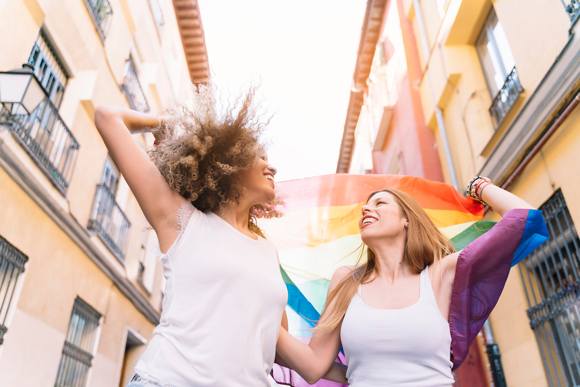 Young women in love celebrating